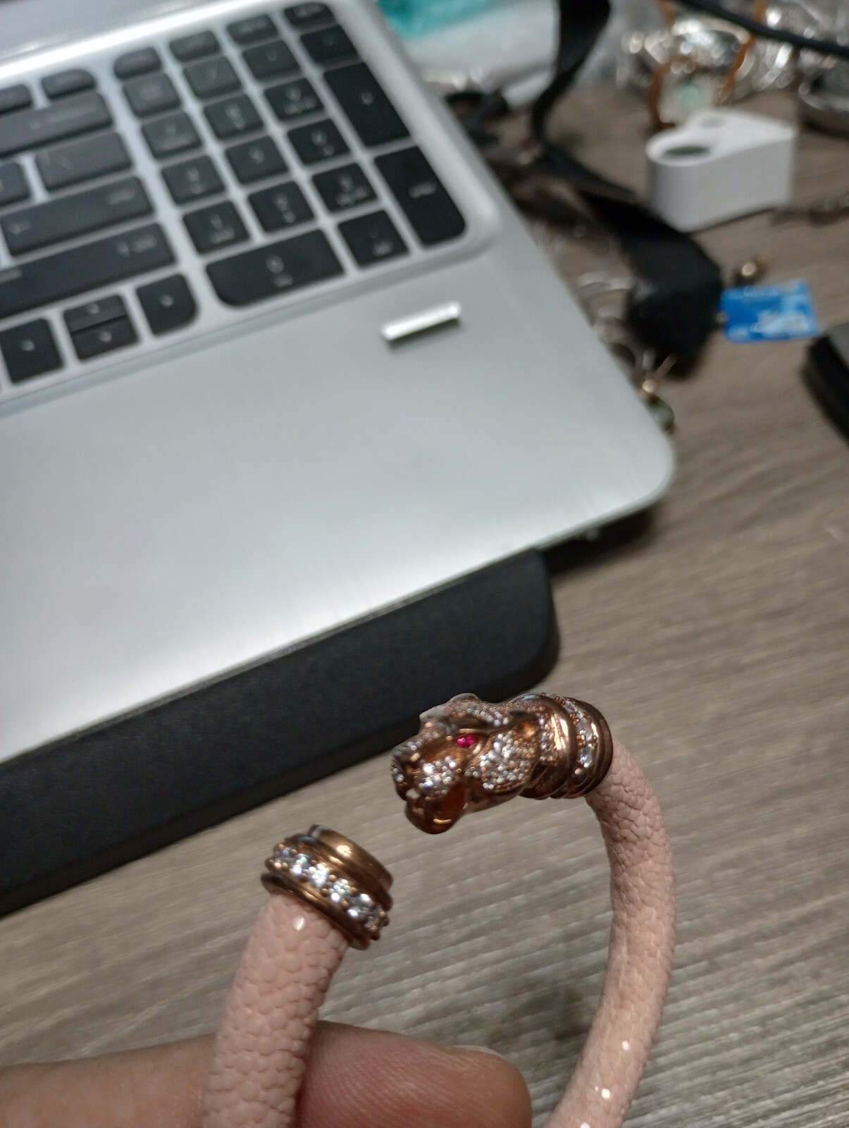 Cozmo 925 Sterling Silver Pink Stingray Leather Panther Bracelet 6″ Free Ship