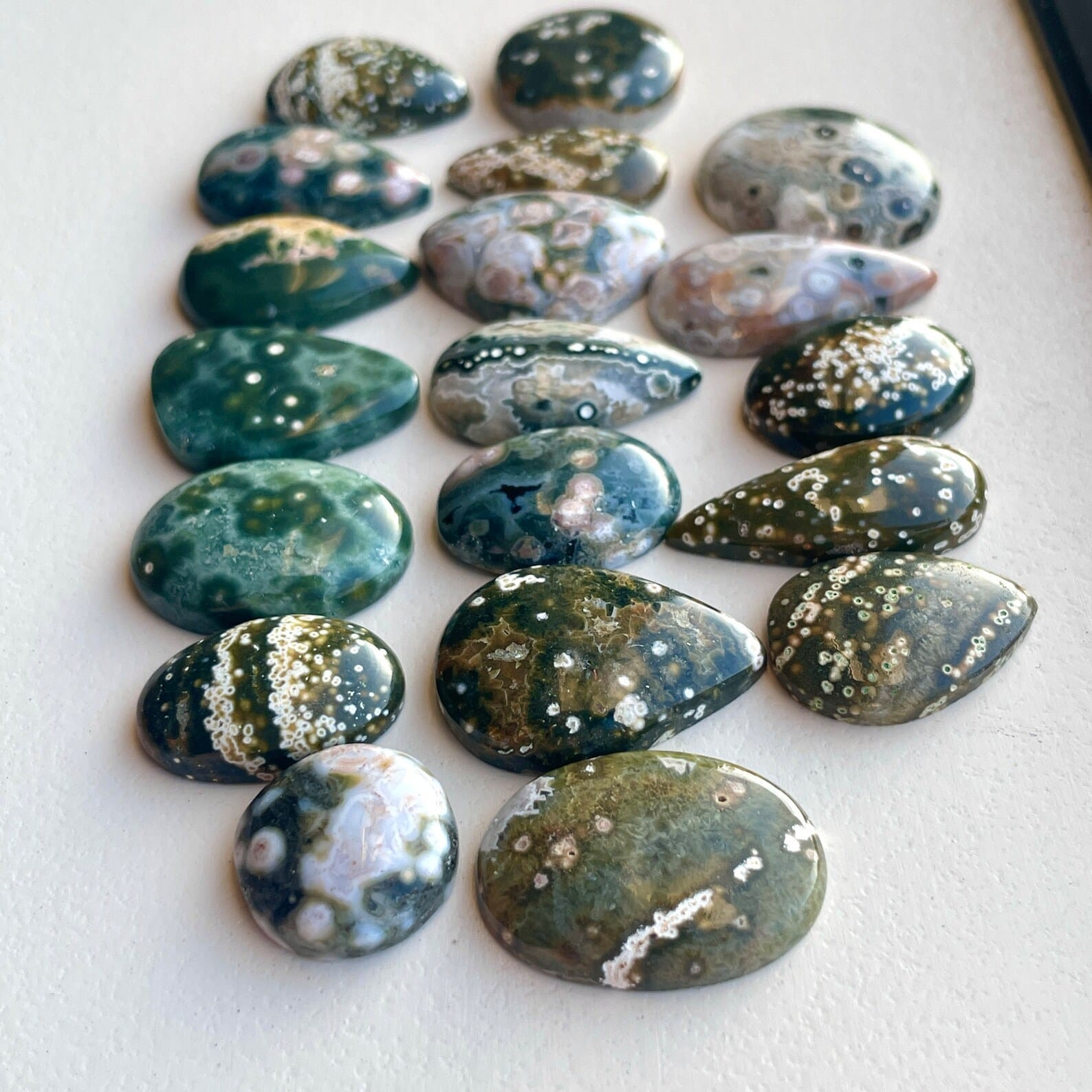 Ocean Jasper Flat back Cabochon – Smooth Orbicular Jasper Natural Loose Gemstone