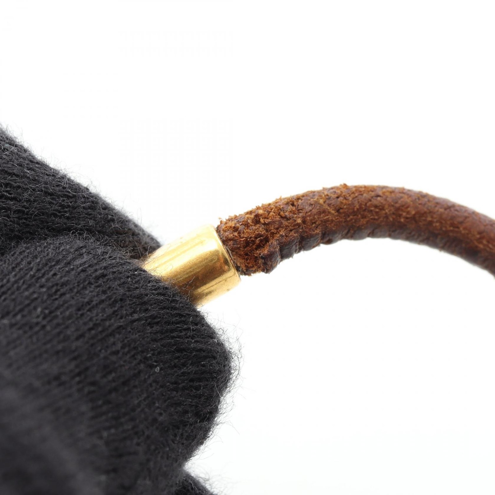 HERMES jumbo Bracelet Gold Plated leather Brown Used Women 16cm