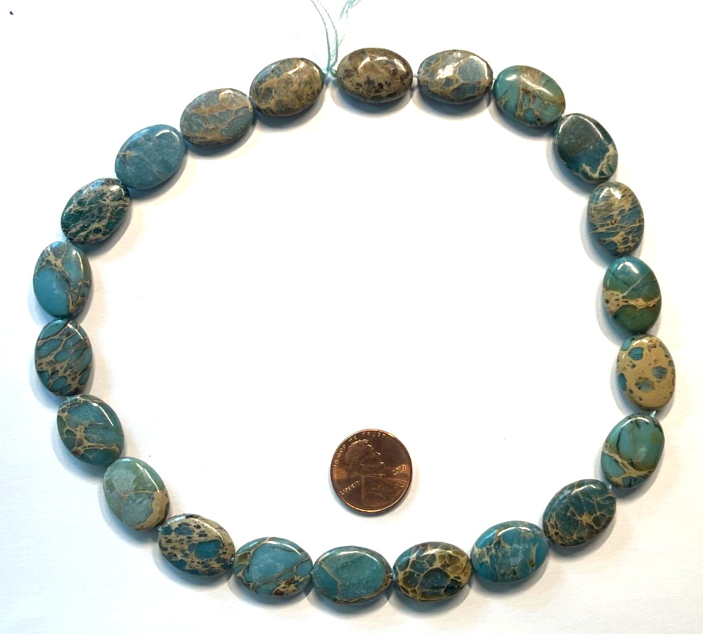 GENUINE STRAND AQUA TERRA JASPER OVAL SMOOTH FLAT 18X13 MM 15.5 INCHES WHOLESALE