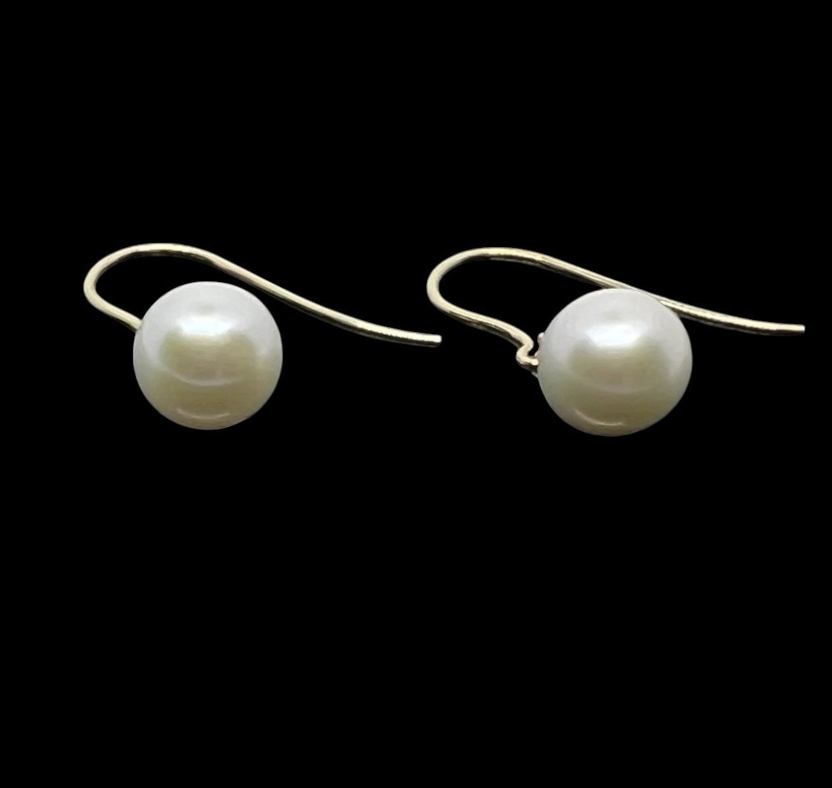 9ct Pearl Drop Earrings 8mm Genuine Cultured Freshwater Pearls 22mm Dangle Drop