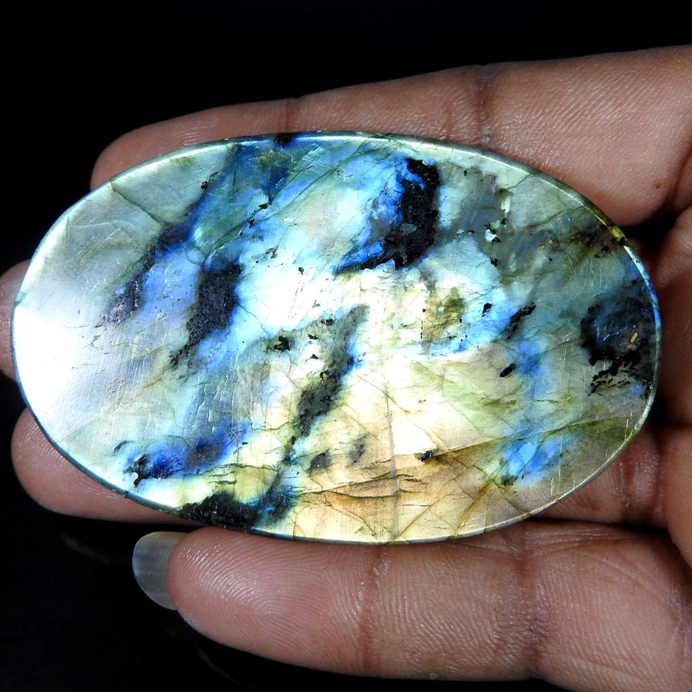 153.65Cts100%Natural Blue Power Labradorite Oval Cabochon Loose Gemstone