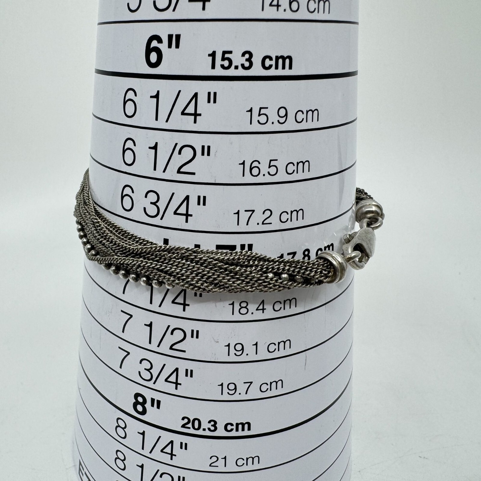 Sterling Silver Multi-Chain Layered Bracelet 7.25″ Made In Italy Elegant Design