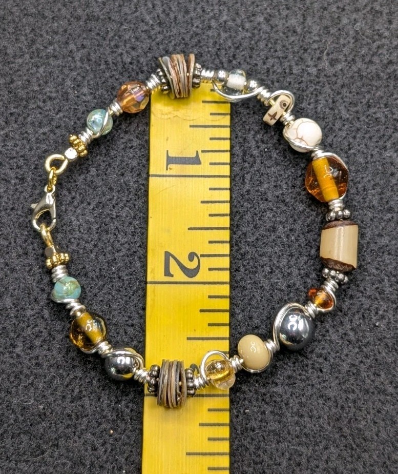 Statement Stylish Mixed Beaded Wire Wrapped (18cm) M Wrist