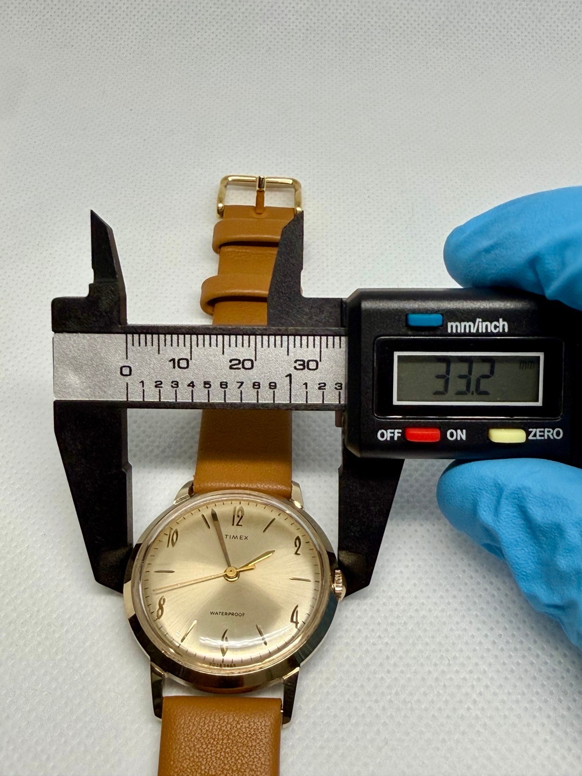 Vintage Timex Marlin Manual Wind Watch 33mm Gold Sunburst Dial Serviced Runs