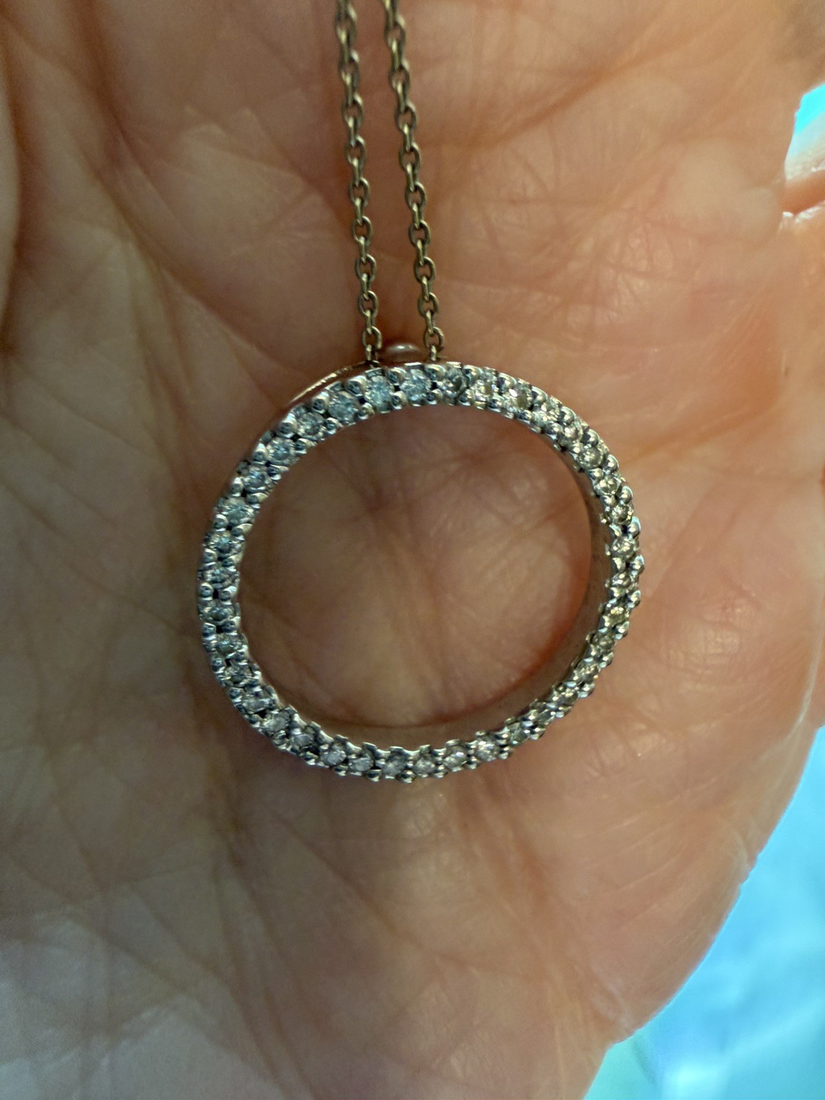 Roberto Coin Tiny Treasures Diamond Pendant Necklace 18K White Gold 0.09ct 18″