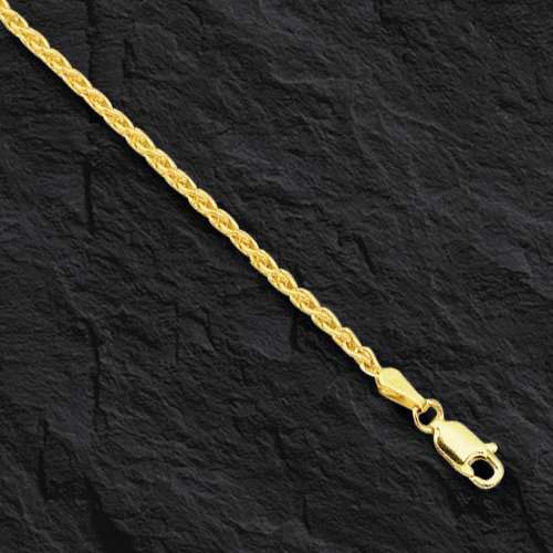 14k Yellow Gold 22″ Lite Round Wheat Link Chain Necklace 3.2 mm 10 Grams