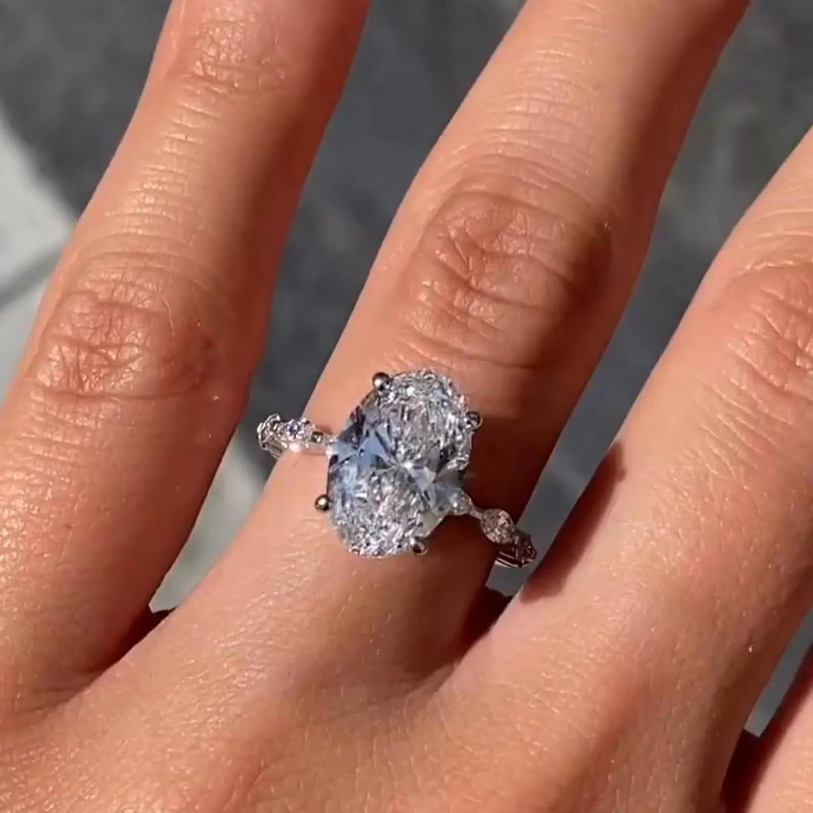 Oval Cut Moissanite Engagement Ring, 925 Silver Wedding Ring Gift for Woman