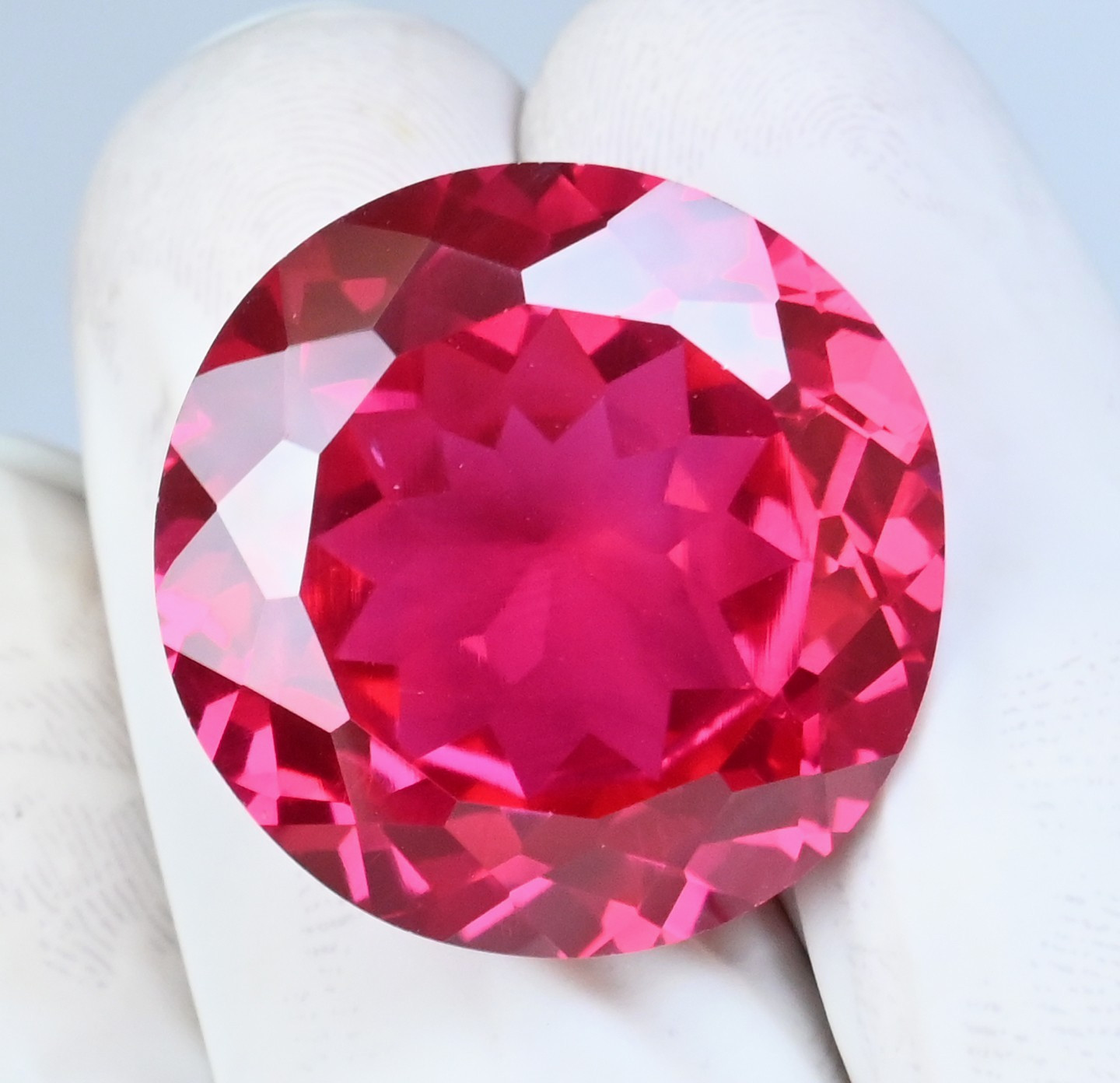 RARE 53.90 Ct Natural Mogok Pink-Red Ruby Round Certified Flawless Gemstone