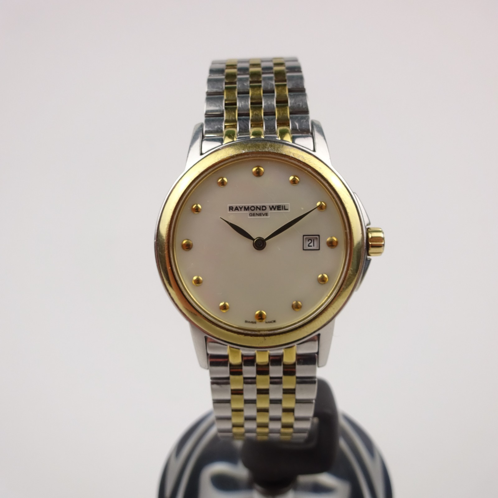 Raymond Weil Tradition 5966 Watch 2 Tone Mother of Pearl Dial Women’s