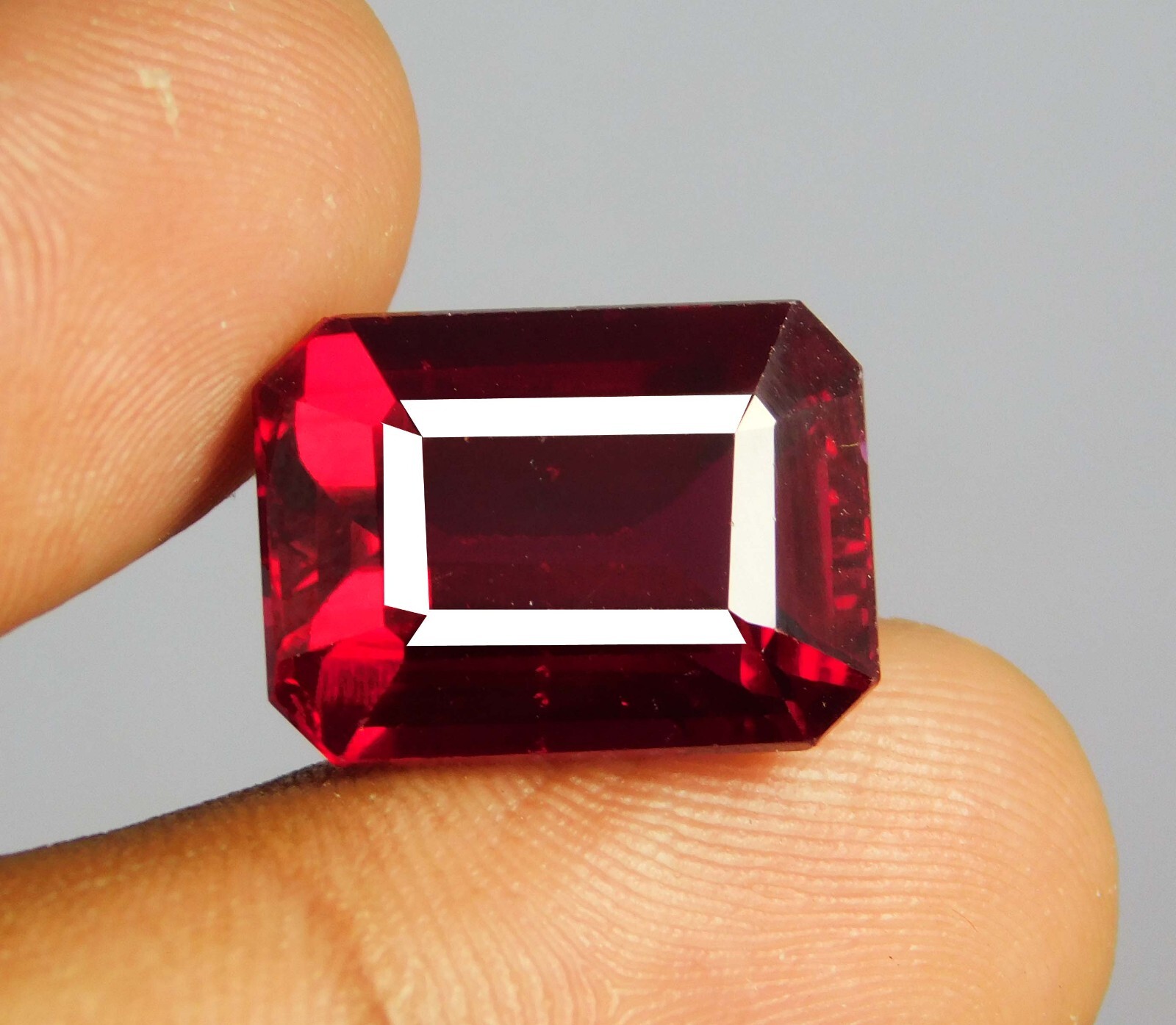 Natural 20.00 Ct Mozambique Blood Red Ruby Certified Emerald Cut Loose Gemstone