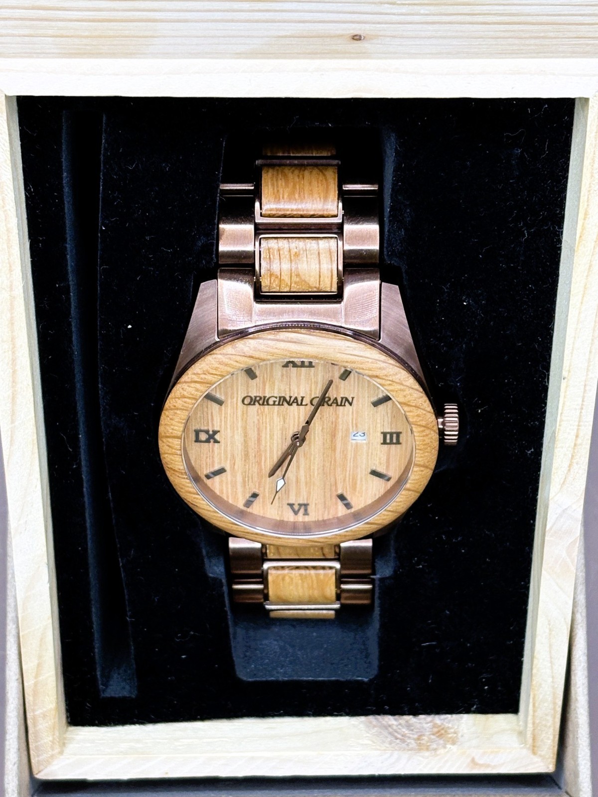 Original Grain Whiskey Wood Espresso steel in box and working