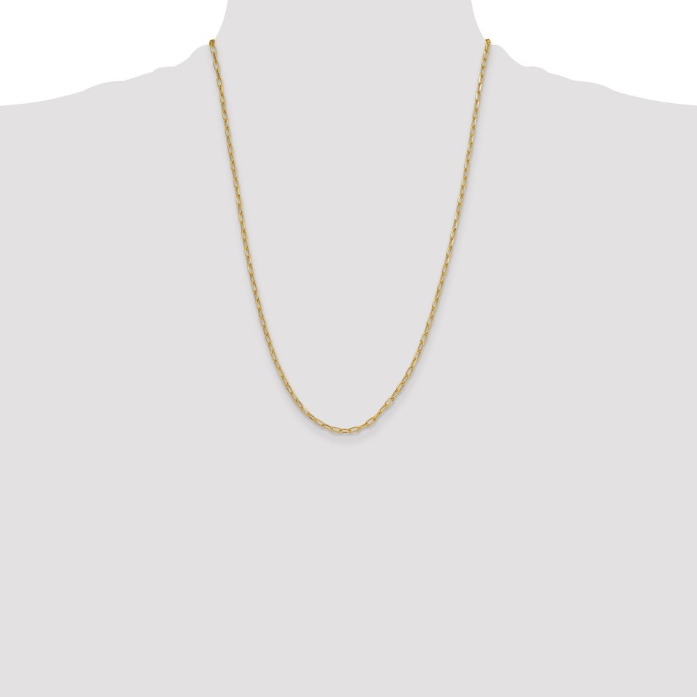 14k Yellow Gold 3.0mm Semi-Solid Diamond-cut Paperclip Chain Necklace 24″