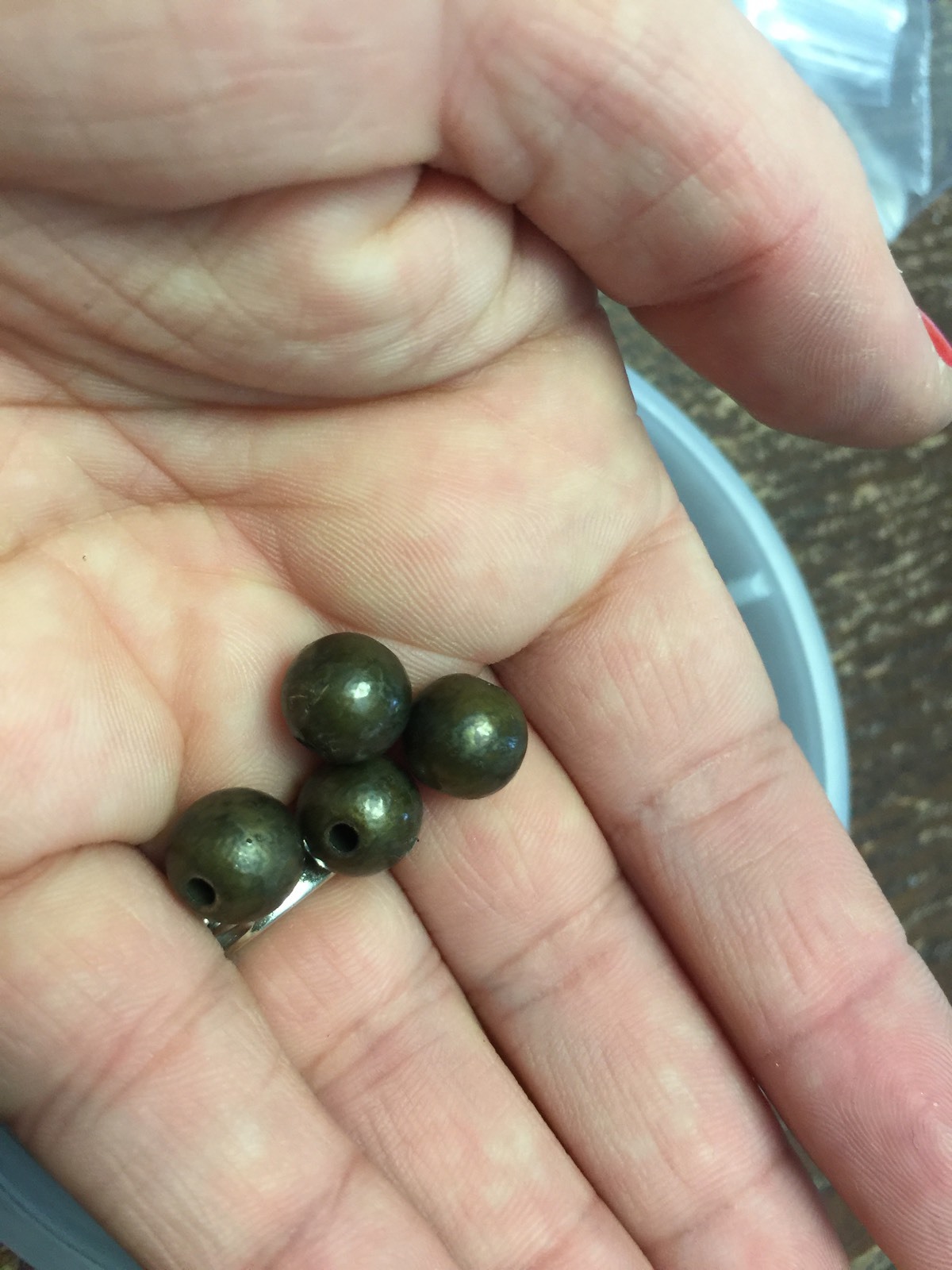 Vintage Japan Deep Aged Bronze Color Coated Lucite Rustic Round Bead Lot