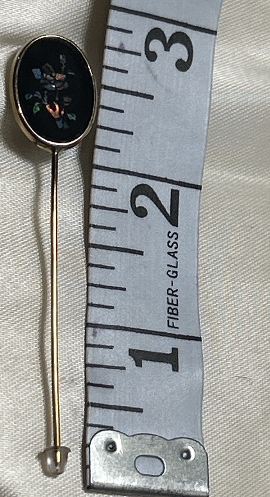 EXCEPTIONAL ANTIQUE VICTORIAN 14K GOLD PIETRA DURA STICK PIN FLORAL MOSAIC!