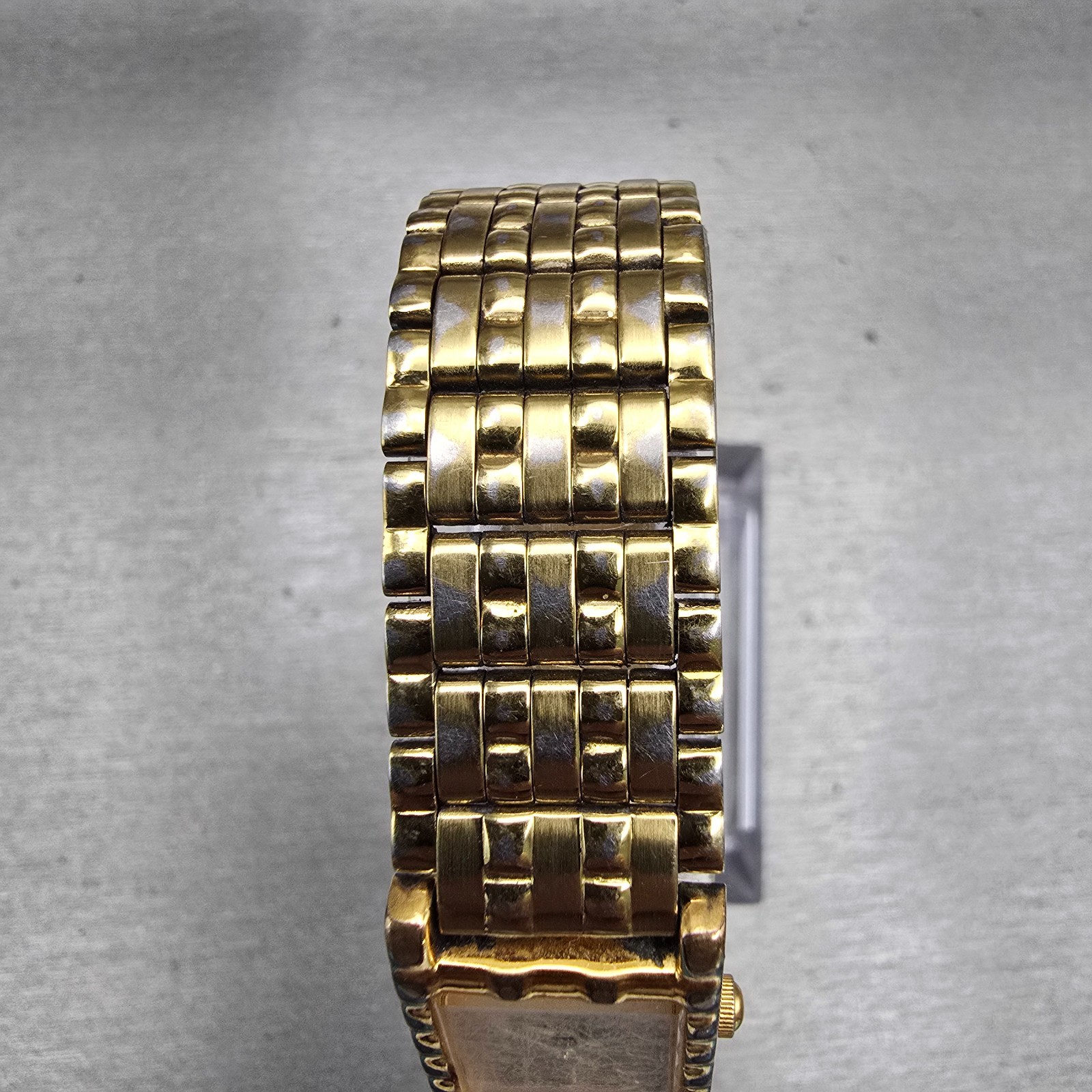 Seiko Watch Women 16mm Gold Dial Gold Tone Rectangle 1N01-5A69 New Battery VTG