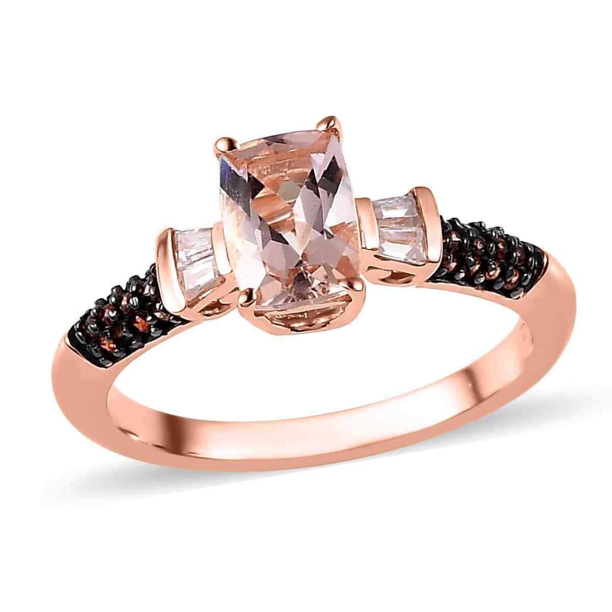 1.20ctw Premium Marropino Morganite & Zircon Ring Vermeil Plated Size 7