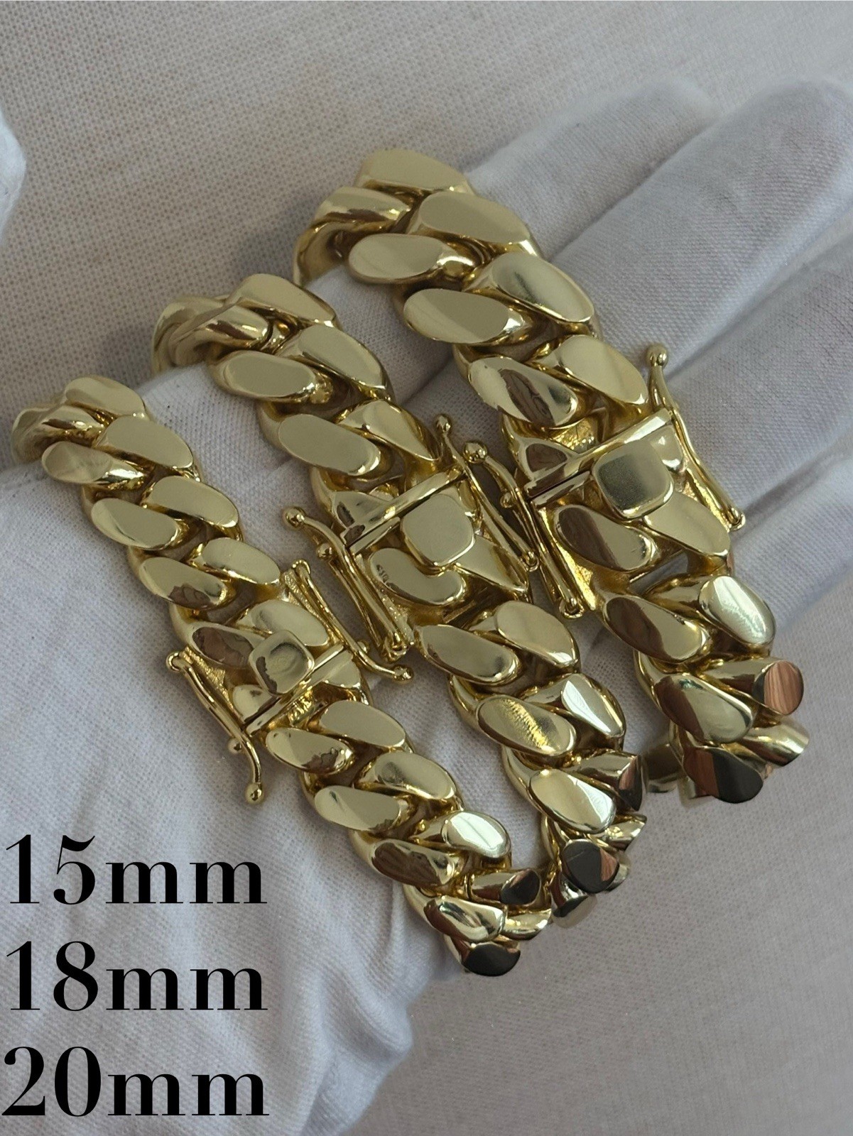 Miami Cuban Link Chain And Bracelet Set, 20mm Handmade Real 14k Gold Plated Set