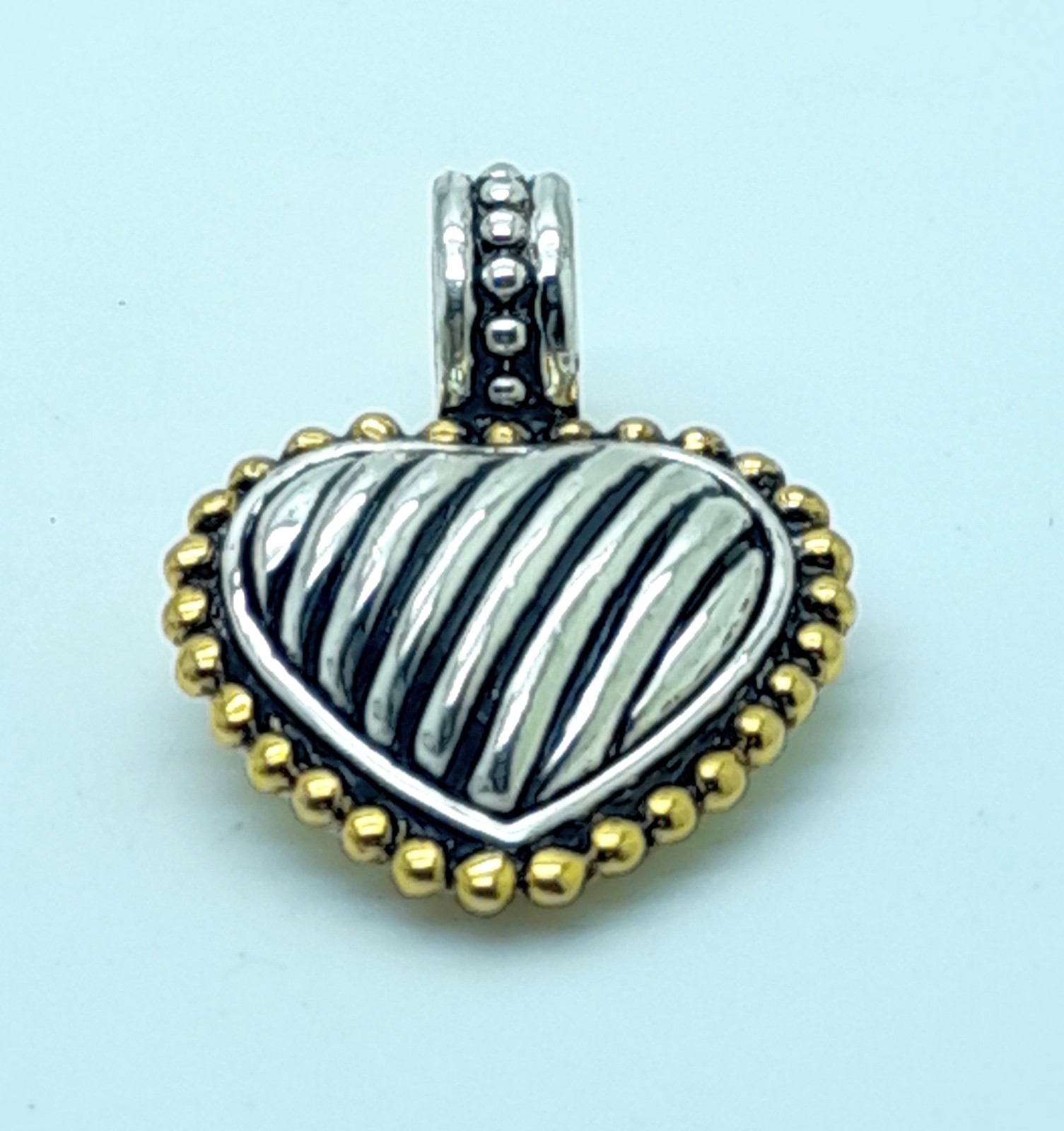 Vintage 3d heart shape black & Silver & gold Dot Texture fashion jewelry Pendant