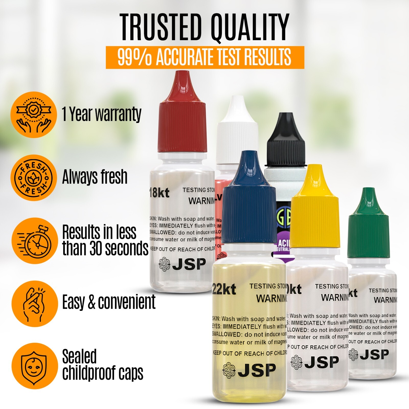 GOLD SILVER Jewelry Acid Tester Kit 9k 10k 14k 18k 22k Platinum Stone Testing