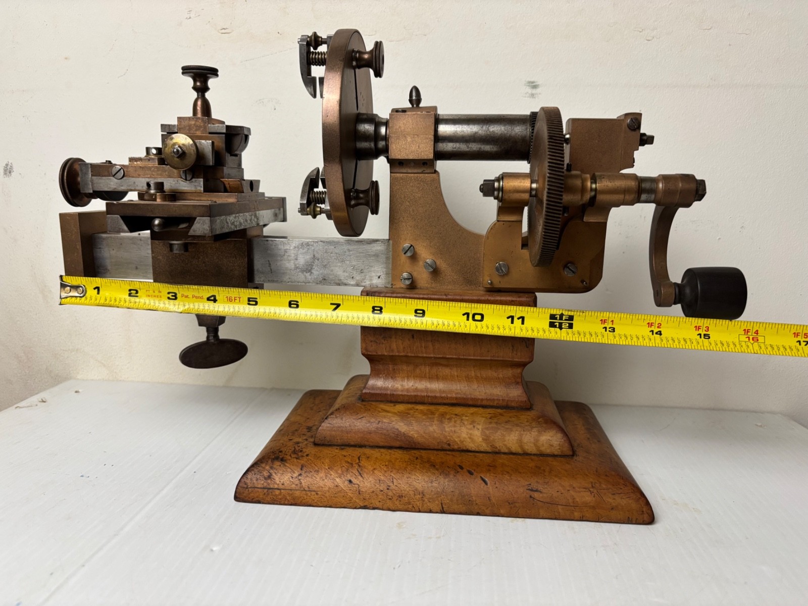 ANTIQUE BRASS AND STEEL WATCHMAKER HOROLOGY CLOCK MANDREL LATHE