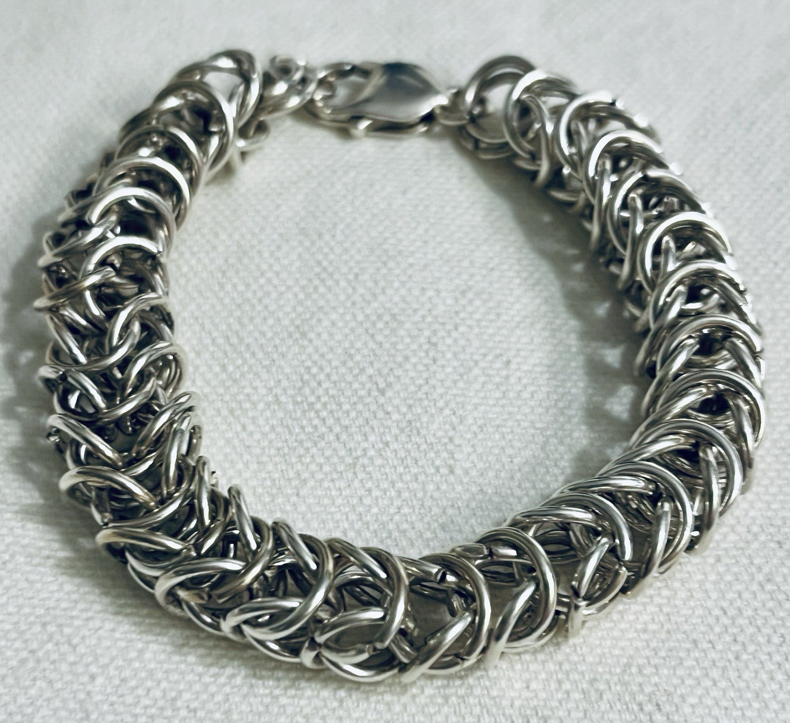 Vintage 925 Sterling Silver Unisex Chainmail Byzantine Bracelet 8.25” Sturdy 40g