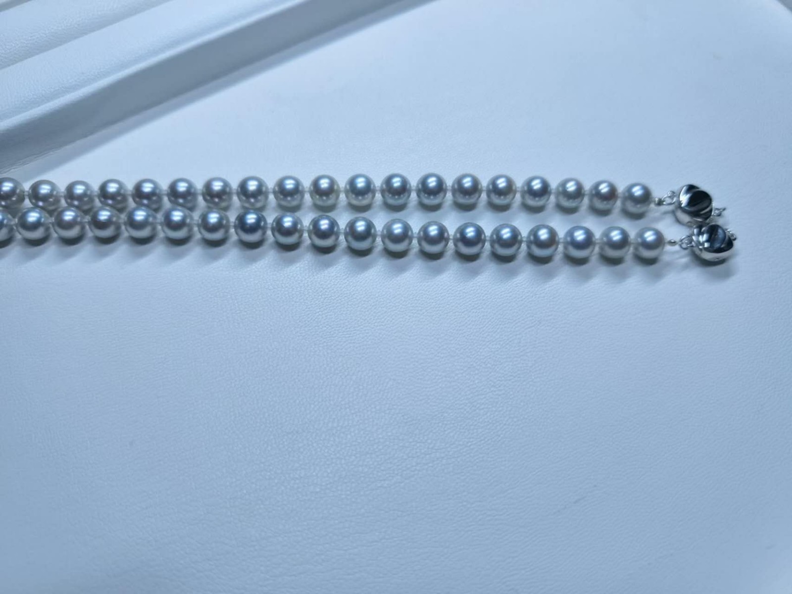 7-7.5mm Japanese Akoya Seawater Pearl Bracelet Silver-Blue Madama Hue 925 Silver
