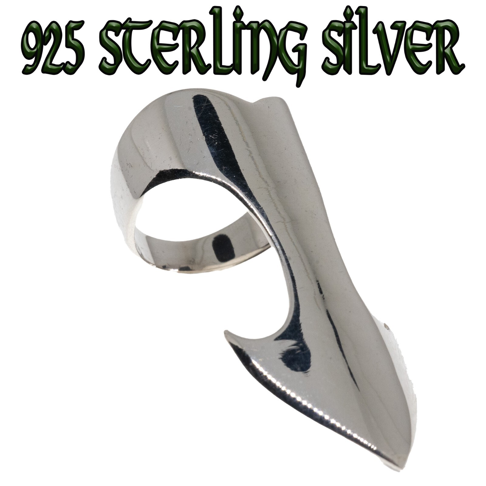 Full Finger Pointed Ring 925 sterling silver Gothic Punk Biker approx. 42mm long