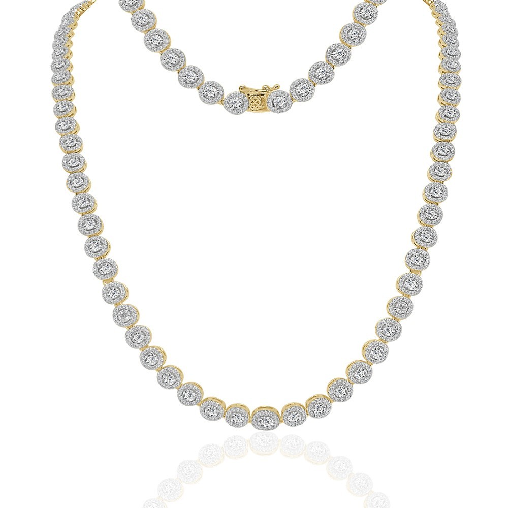 34+ Grams VVS1/D 24.42 Ctw. Moissanite Flower Cluster Link Chain Neckless 6mm