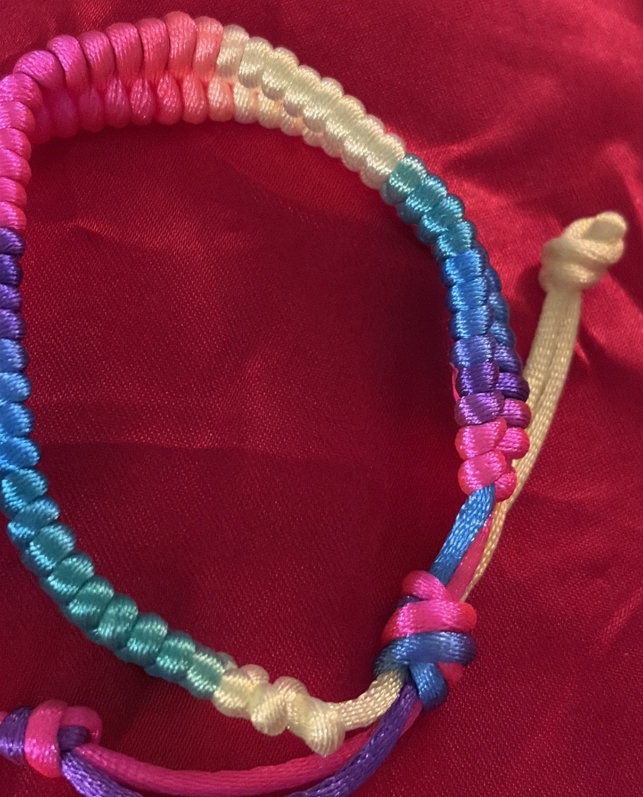 NEW COLORFUL NEON NYLON HERRINGBONE WEAVE FRIENDSHIP BRACELET ADJUSTABLE NIP