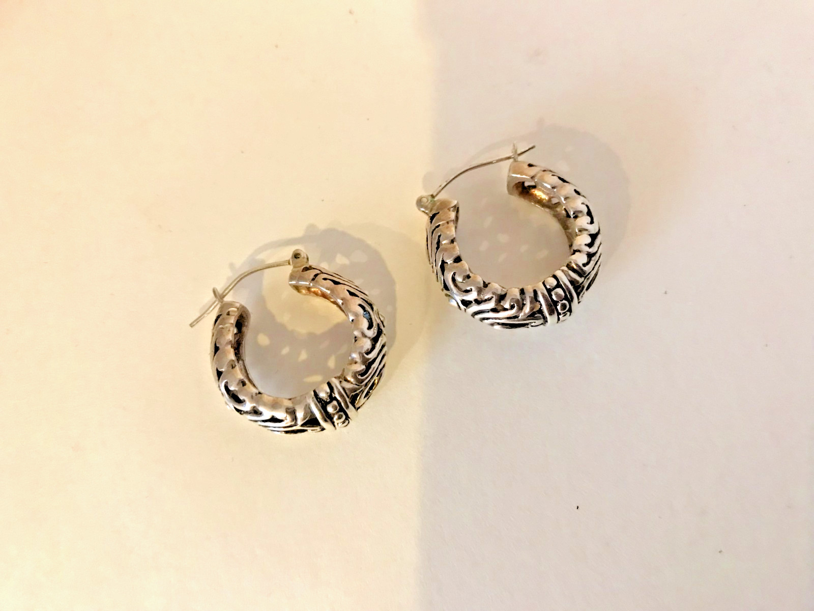 STERLING SILVER by Joseph Esposito EARRINGS FILIGREE HOOP
