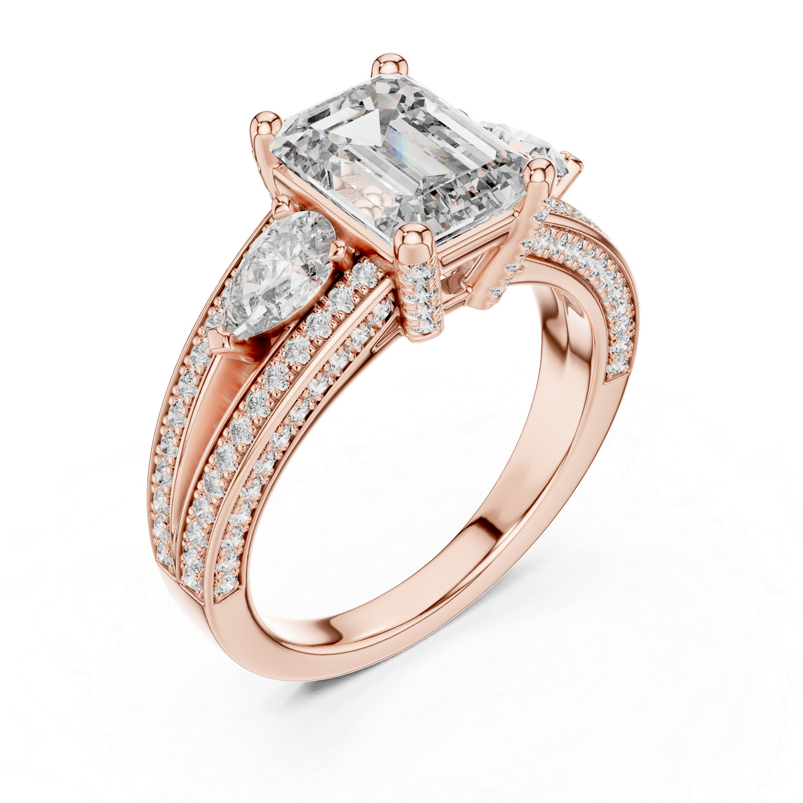 3.09 Ct Created Emerald Diamond Test Pass Women’s Promise Ring 119 Pcs I140