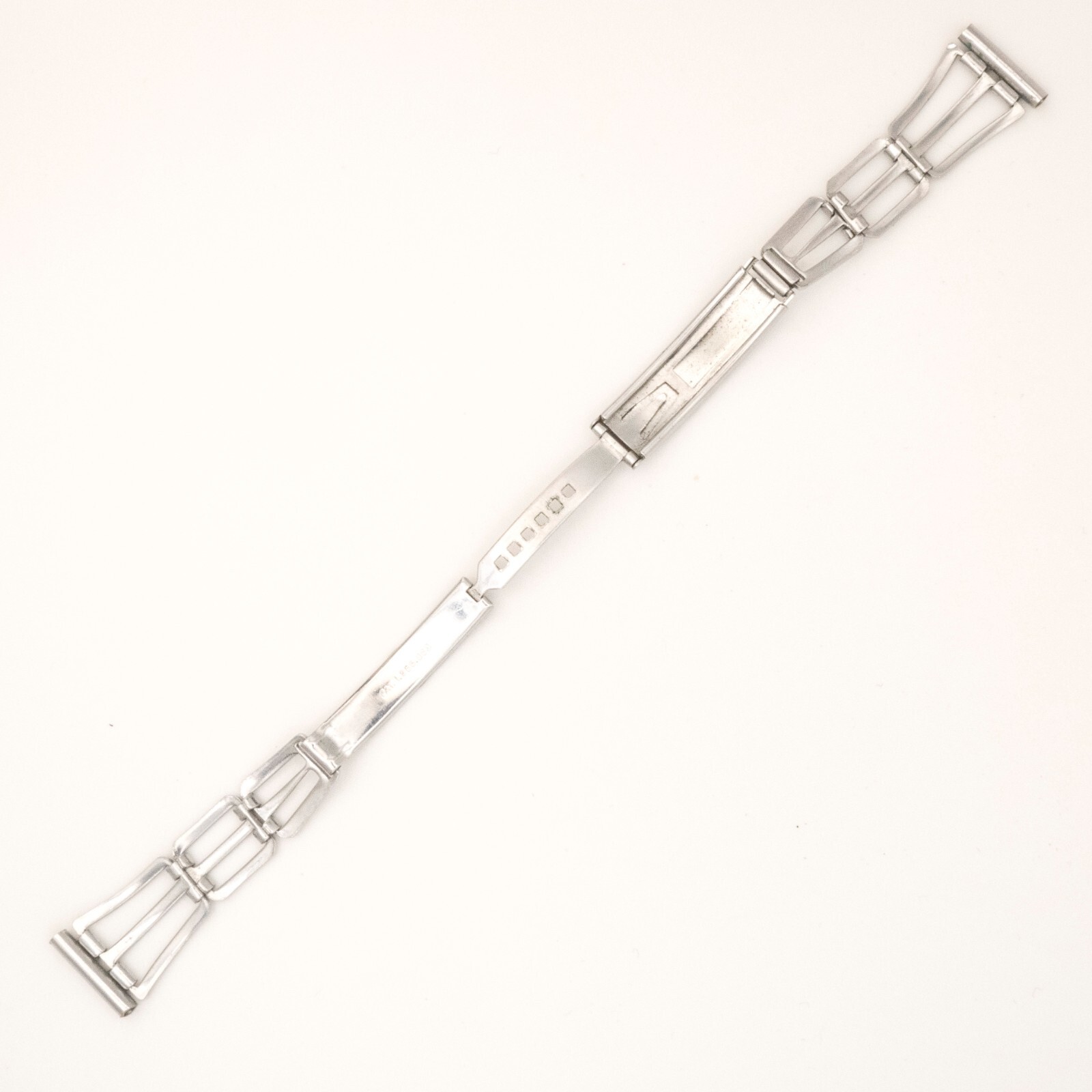Vintage 16.0 mm Art Deco style open link wristwatch bracelet with trifold clasp