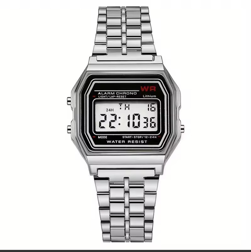 F-91W-1 Men’s 2025 Digital Silver Steel Watch Classic Alarm Light Waterproof