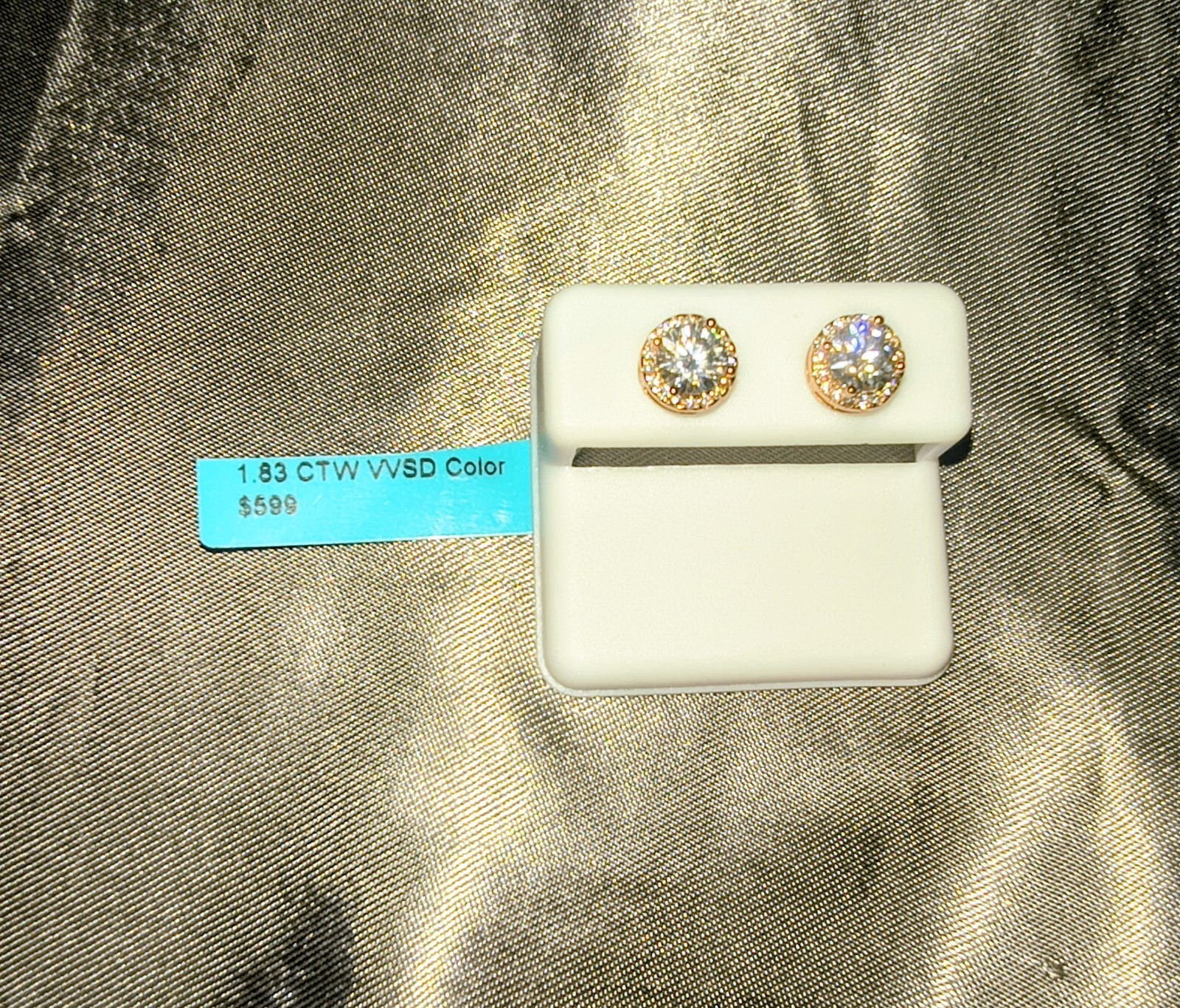 1.83 CT Diamond Earrings NWT Sterling Silver Rose Gold Plated