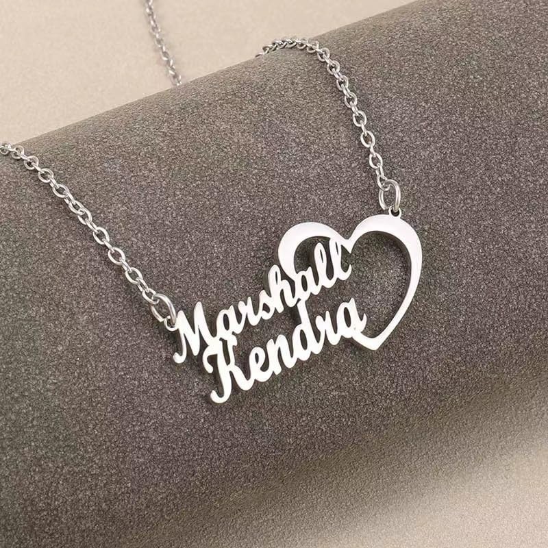 Custom Name Necklaces Personalized for Women 2 Customized Names with Heart Gifts