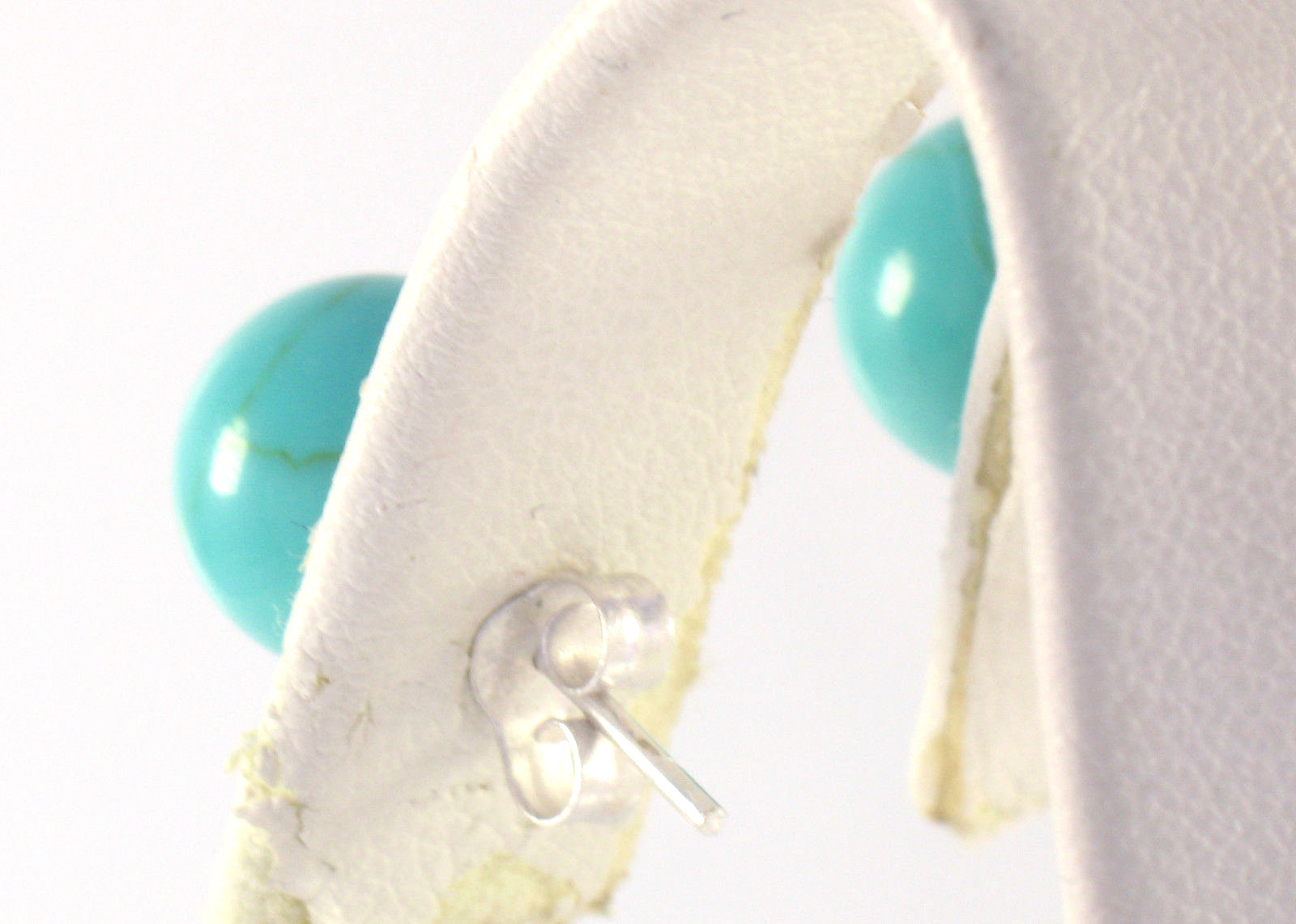 NEW .925 Sterling Silver Simple & Elegant 10mm Blue Turquoise Ball Stud Earrings