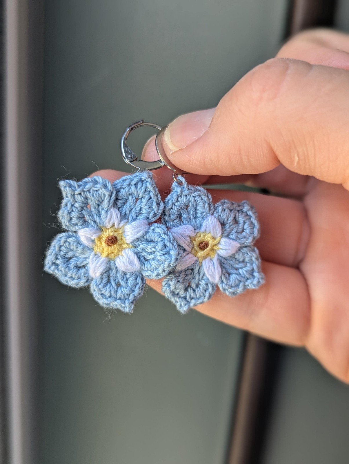 **Forget Me Not Crochet Earrings Romantic Statement Handmade Jewelry**
