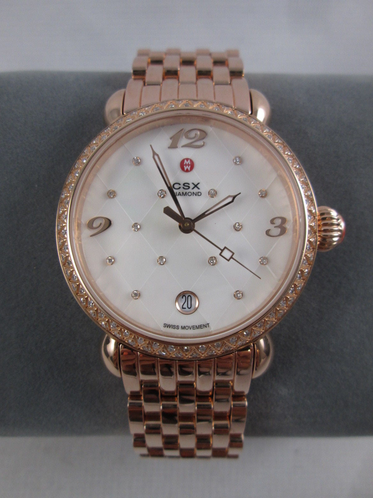 NEW Michele CSX 36 Quilted Mosaic Diamond Rose Gold Ladies Watch MW03R01B4974