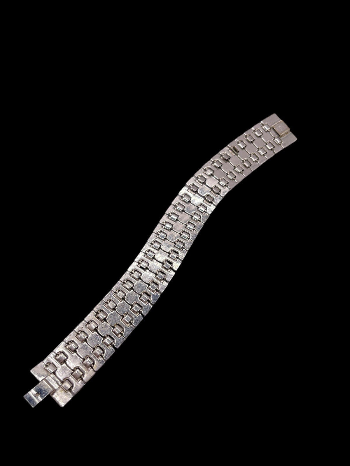 Vintage Crown Trifari Honeycomb Bracelet Mesh Geometric Hexagon Link