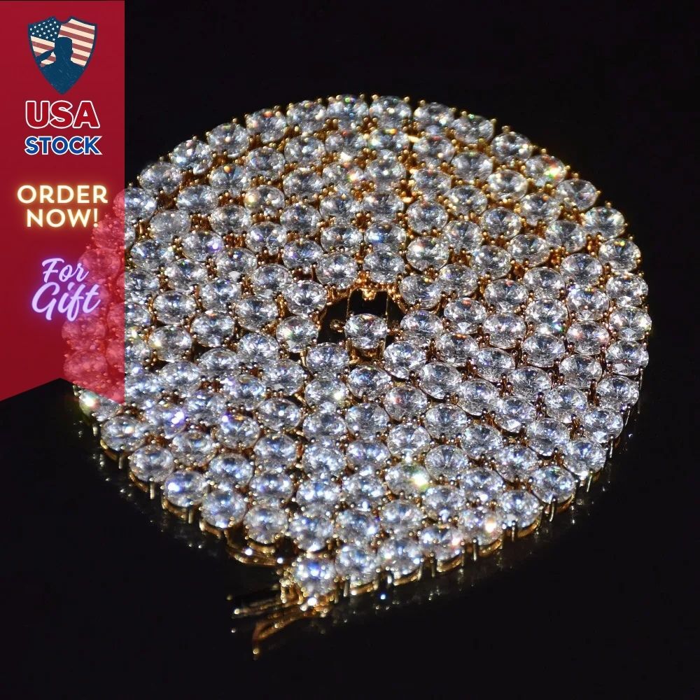 Tennis Chain Necklace Zircon Men Women Iced Out Hip Hop 6mm Copper Love Gift New