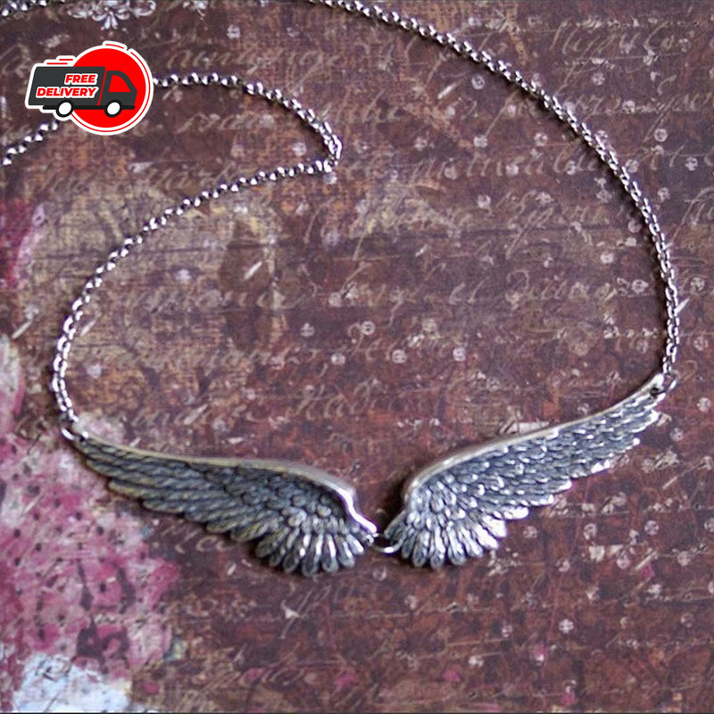 Vintage Angel Wings Feather Choker Necklace Statement Link Collar for Women