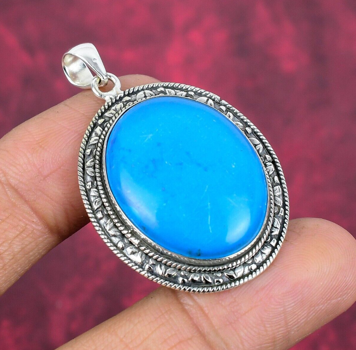 Sleeping Beauty Turquoise Gemstone Handmade 925 Silver Everyday Pendant Jewelry