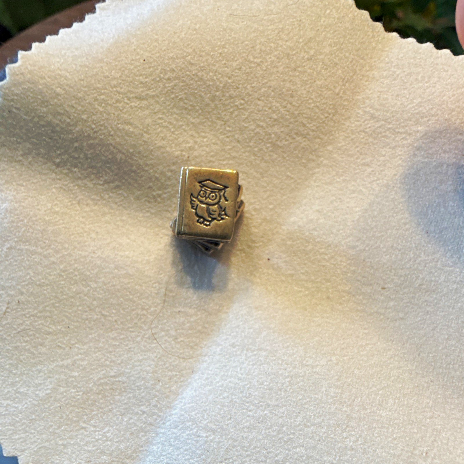 Pandora Silver Metal Book Bead Charm “STUDY” Text Owl Graduation School Theme