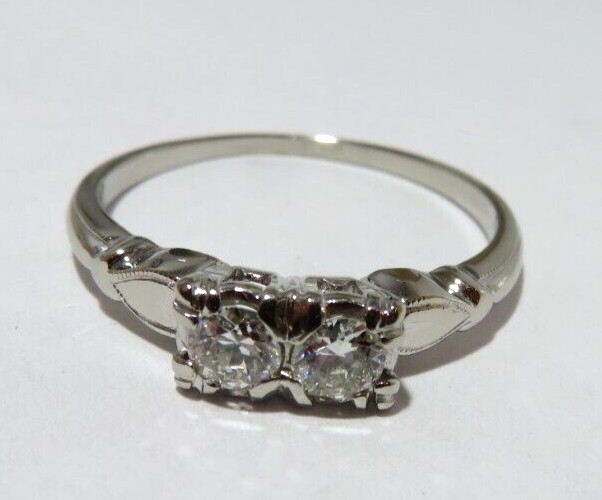 14K WG 2-ROUND DIAMOND FOREVER US RING 0.35 tcw SZ 8 2.58 grams (AI-2267)