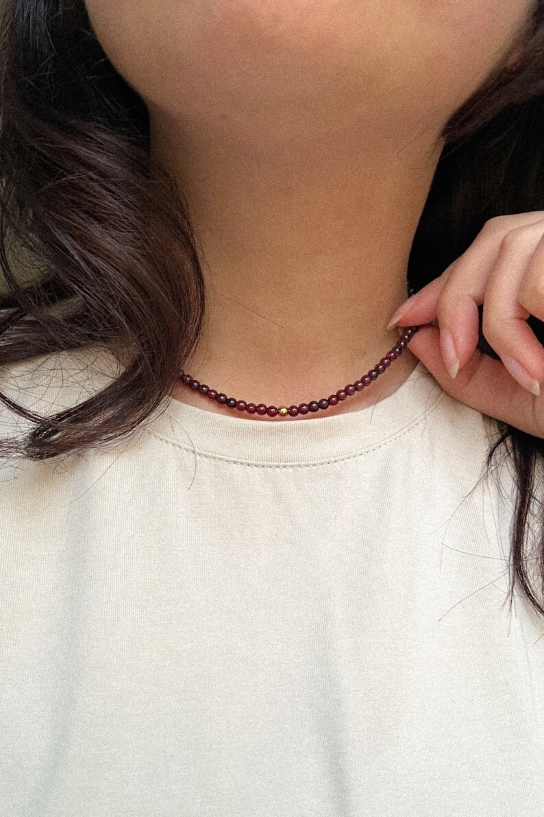 A++ Natural Red Garnet Smooth Round Gemstone Beads Handmade Women Necklaces 18”