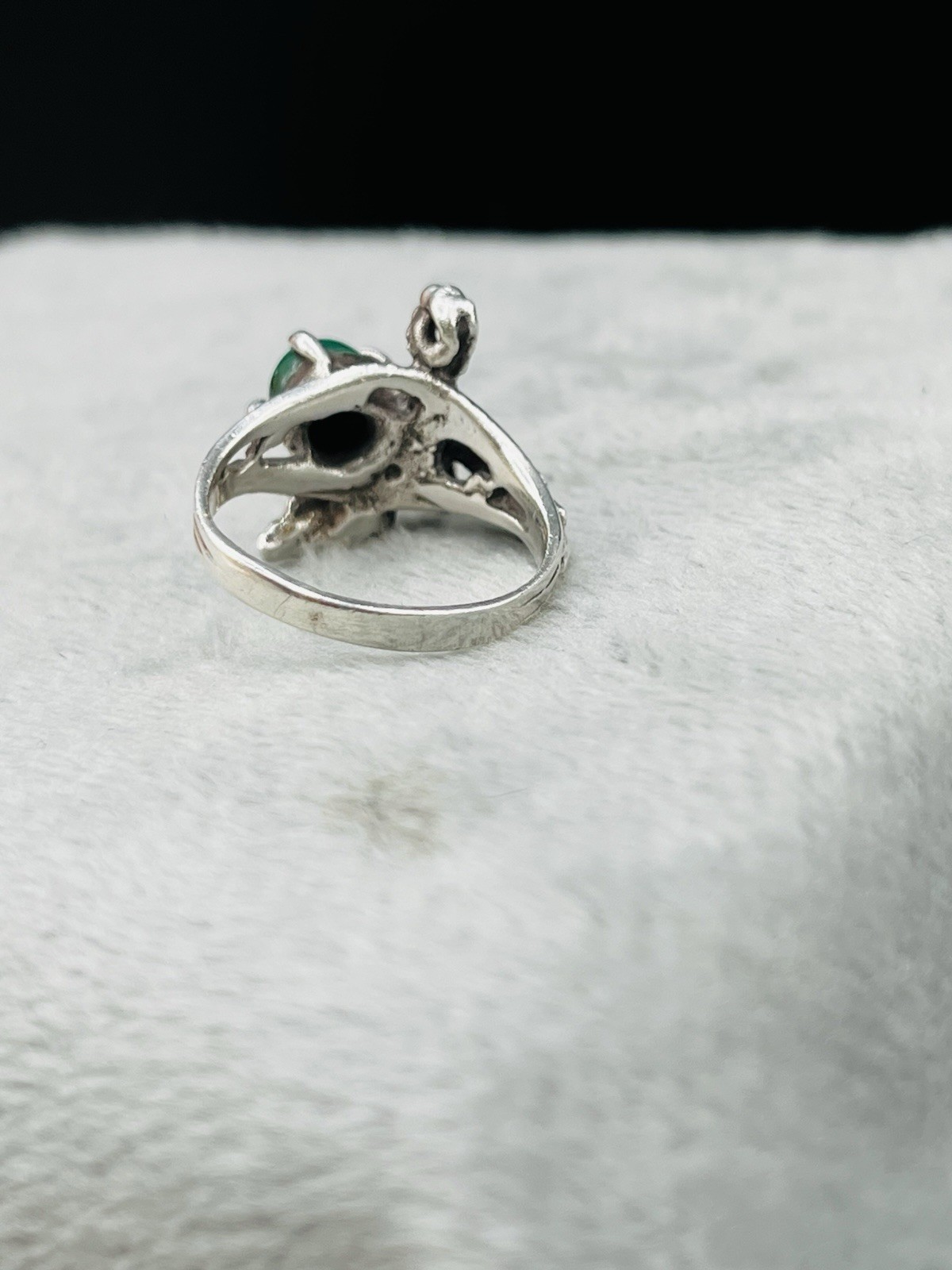Sterling Silver 3-D Dragon Malachite In Talons Ring Fantasy Gothic Size 5.5