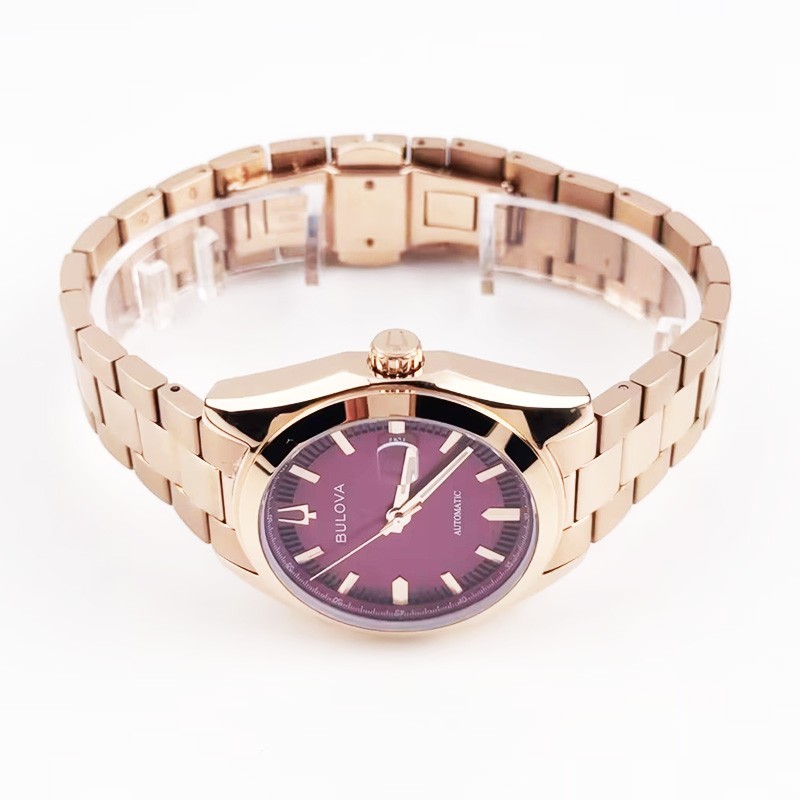 Bulova Surveyor 97B234 Automatic Men’s Watch Purple Dial Rose Gold 39MM