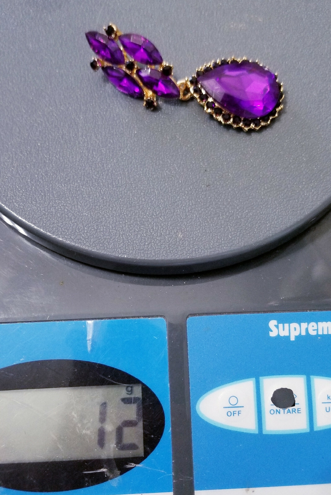 Choker Statement Necklace Earring Set Rhinestone Purple