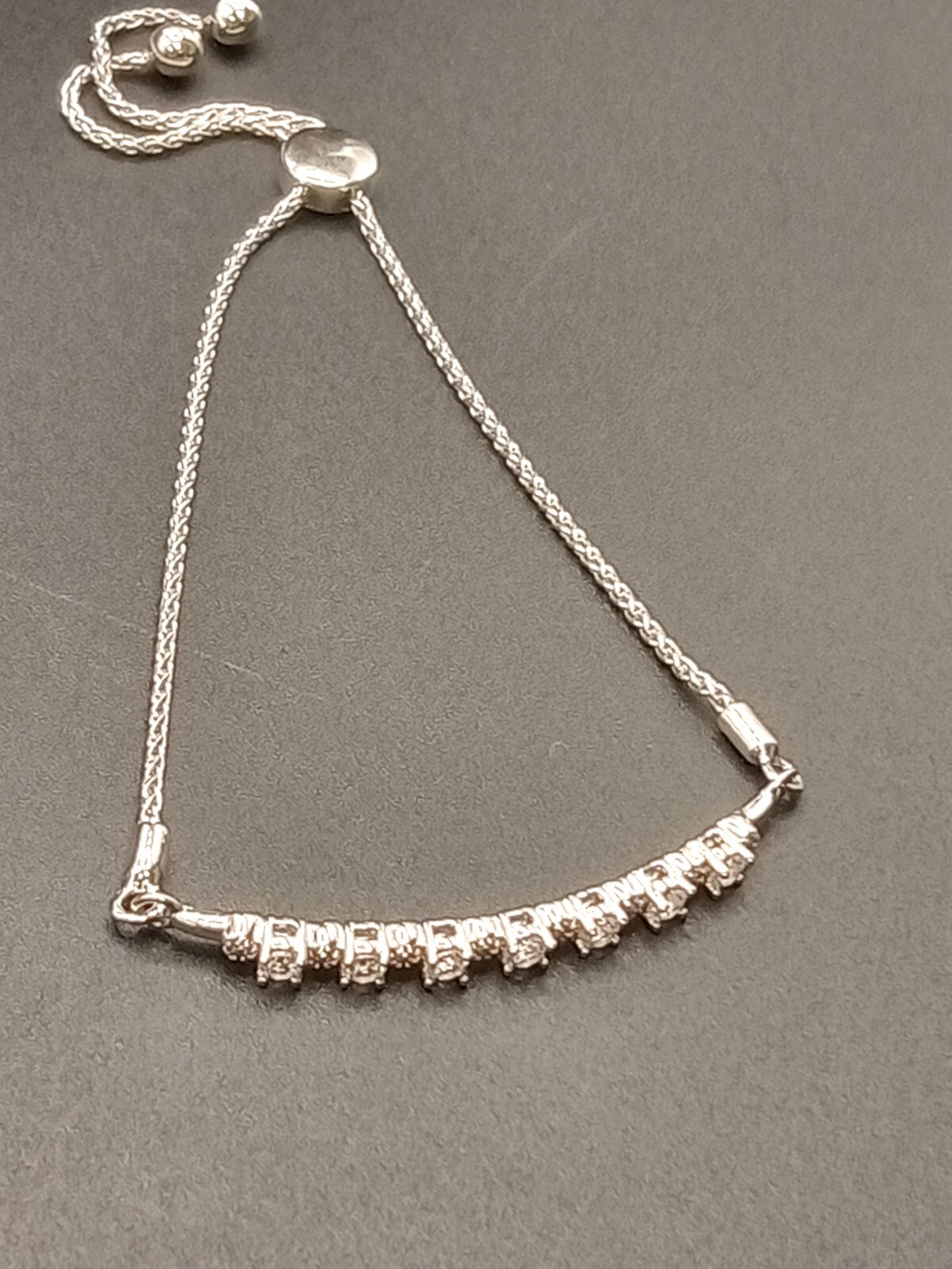 Sterling Silver – Cz Diamond Cut 9″ Adjustable Chain Bracelet – (SJ147)